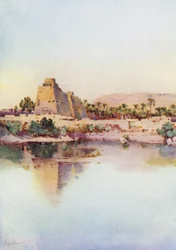 Der Pylon von Hatshepset in Karnak, vom Heiligen See aus