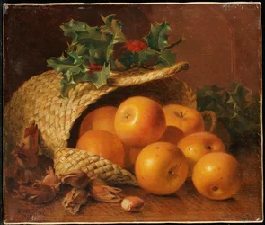 Stillleben mit Äpfeln, Haselnüssen und Stechpalmen, 1898