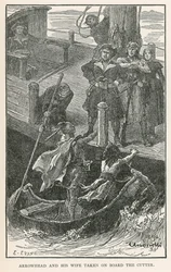 Arrowhead und seine Frau an Bord des Kutters (Gravur)