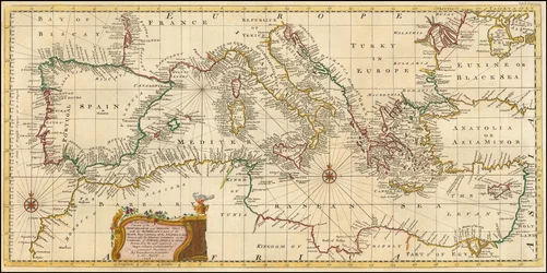 Karte von 1748 - Genaue Seekarte des Mittelmeers und der Adria, mit dem Archipel und einem Teil des Schwarzen Meeres