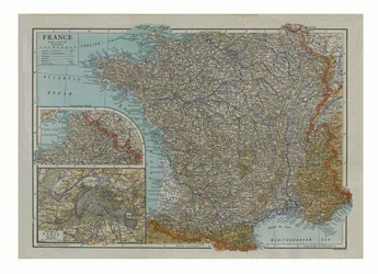 Karte von Frankreich, um 1910