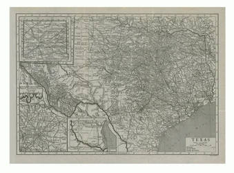 Karte von Texas, USA, um 1910er