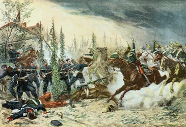 Französische Dragoner beim Angriff in der Schlacht von Gravelotte