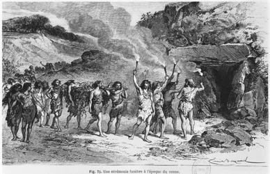 Prähistorisches Begräbnisritual, Illustration aus 