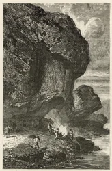 Ansicht des Felsunterstands von Bruniquel, Wohnstätte des Menschen in der Rentierzeit