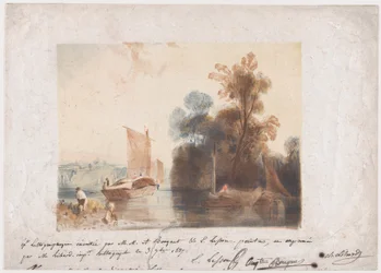 Landschaft mit Fluss und Booten, 1837