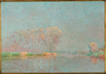 Nebel auf dem Fluss Lys