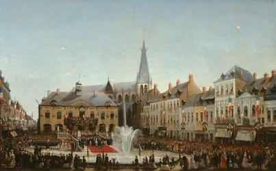 Zeremonie der Einweihung des Wassers der Lys in Tourcoing, 1863