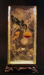 Glasvase mit transparenten cinesizzanti Motiven und Relief, von Emile Gallé (1846-1904), Frankreich