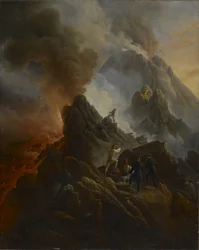 Der Vesuv bricht aus, der Künstler und sein Vater, Carle Vernet, im Vordergrund