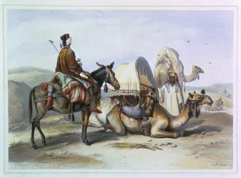 Kafila mit einem Kamel, das eine Hodesh trägt, Illustration aus 