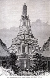 Portal der Großen Wat-Chan-Pagode, Bangkok. Zeichnung von Thérond