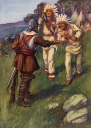 Miles Standish verhandelt mit den Indianern