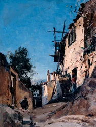 Die Altstadt unterhalb des Friedhofs, Menton, 1890
