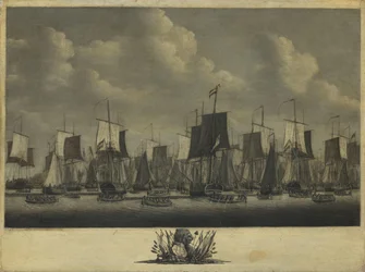 Die Flotte verlässt den Hafen von Vlissingen, 1804