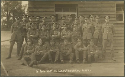 B-Unterabteilung, Leicestershire Royal Horse Artillery, im Trainingslager in Diss, 1914-18