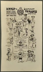 Dinner für Leutnant T. H. Hughes, Artist Rifles, Depot Field Survey Company, Royal Engineers, 29. August 1918