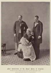 Vier Generationen des königlichen Hauses von England, die Königin, der Prinz von Wales, der Herzog von York und Prinz Edward Albert von York