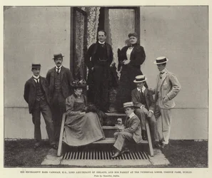 Seine Exzellenz Earl Cadogan, KG, Lord Lieutenant von Irland, und seine Familie in der Vizeköniglichen Lodge, Phoenix Park, Dublin