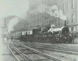 Letzter Breitspurzug verlässt den Paddington Station, 1892