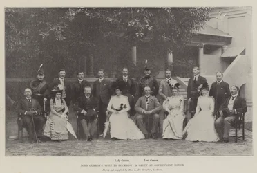 Lord Curzons Besuch in Lucknow, eine Gruppe im Regierungshaus