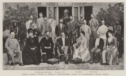 Prinz Albert Victor in Indien, eine fotografische Gruppe im Regierungshaus, Poona