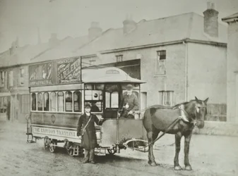 Einspänner der Croydon Tramways Company am Red Deer Endpunkt, 1885