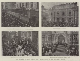 Die Thronbesteigung von König Edward VII., Proklamationen in den Provinzstädten