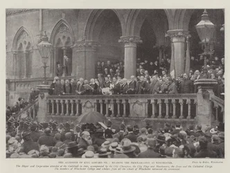 Der Thronwechsel von König Edward VII., Verlesung der Proklamation in Winchester