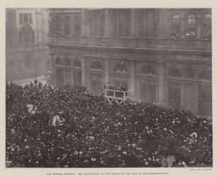 Die Parlamentswahl, die Verkündung des Wahlergebnisses in Newcastle-on-Tyne