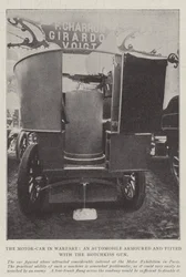Das Auto im Krieg, ein gepanzertes Automobil mit Hotchkiss-Kanone