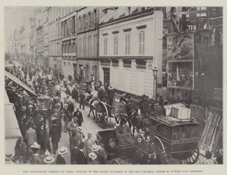 Die Verhaftungen der Nationalisten in Paris, Büros des Grand Occident in der Rue Chabrol, wo M. Guerin belagert wurde