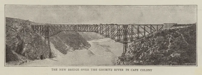 Die neue Brücke über den Gouritz-Fluss in der Kapkolonie