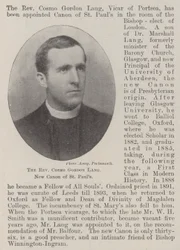 Der ehrwürdige Cosmo Gordon Lang, neuer Kanoniker von St. Pauls