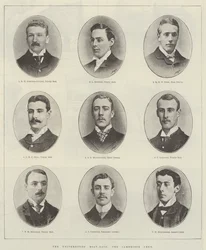 Das Universitäts-Bootsrennen, die Cambridge-Crew