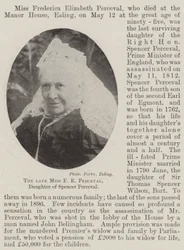 Die verstorbene Miss F. E. Perceval, Tochter von Spencer Perceval