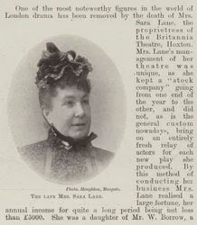 Die verstorbene Mrs. Sara Lane