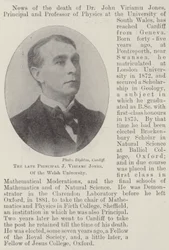 Der verstorbene Principal J. Viriamu Jones, von der Welsh University