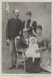 Die verstorbene Königin von Dänemark, vier Generationen, der König, die Prinzessin von Wales, die Herzogin von Fife und Lady Alexandra Duff