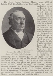 Der verstorbene Reverend Henry Latham, Master of Trinity Hall, Cambridge