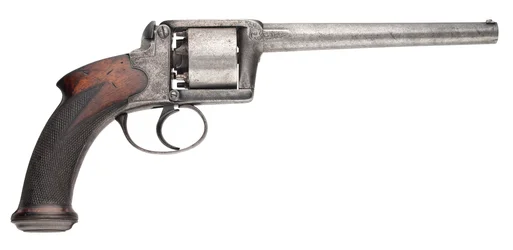 100-Bore sechsschüssiger selbstspannender Perkussionsrevolver nach dem Patent von Moore & Harris, 1853