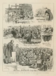 Ein Weihnachtsessen, das von Schauspielern armen Kindern in Lambeth gegeben wird