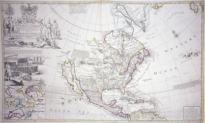 Eine doppelseitige Karte von Nordamerika, ca. 1708-20
