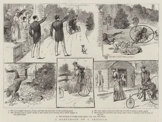 Eine Hochzeitsreise auf einem Dreirad (Gravur)