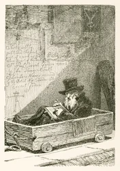 Ein jüdischer Bettler, der die Nutzung seiner Beine verloren hat