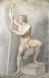 Männlicher Akt mit einem Stab, ca. 1770