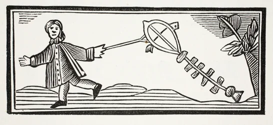 Ein Papierdrachen, der die luftige Höhe erklimmt, Illustration aus Chap-books des achtzehnten Jahrhunderts von John Ashton, veröffentlicht 1882