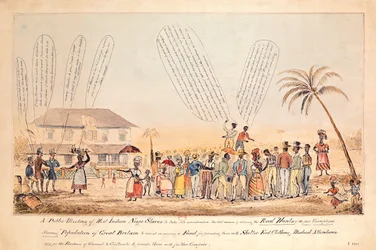 Eine öffentliche Versammlung schwarzer Sklaven aus Westindien