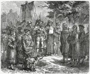 Ein Raubritter fordert Tribut, 1882