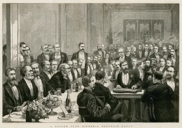 Ein Abendessen im Savage Club, eine Porträtgruppe